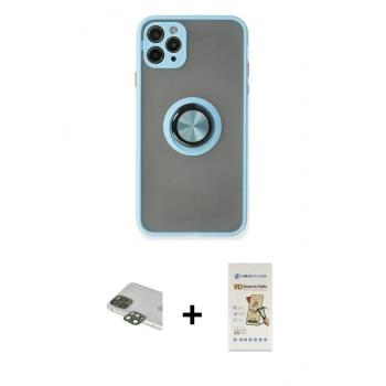 MARSİLYAN™- iPhone 11 Pro Max Kılıf Yörünge Çizgi - Siyah Mat Seramik Nano Ekran Koruyucu + Pers Alüminyum Kamera Lens - YL