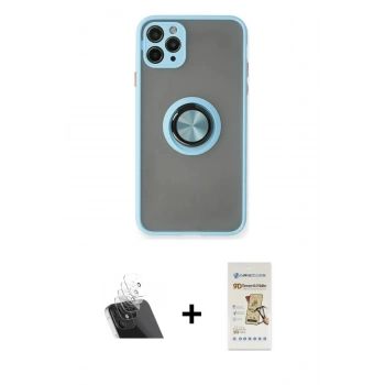 MARSİLYAN™- iPhone 11 Pro Max Kılıf Yörünge Çizgi - Siyah Mat Seramik Nano Ekran Koruyucu + Kamera Lens Koruma Cam - SF