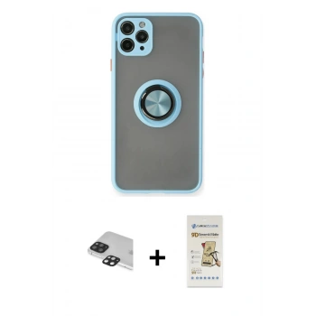 MARSİLYAN™- iPhone 11 Pro Max Kılıf Yörünge Çizgi - Siyah Mat Seramik Nano Ekran Koruyucu + Pers Alüminyum Kamera Lens - SH