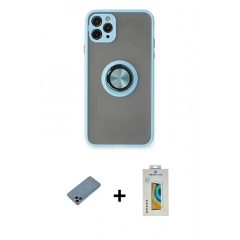 MARSİLYAN™- iPhone 11 Pro Max Kılıf Yörünge Çizgi - Siyah Polymer Nano Ekran Koruyucu + Shine Kamera Lens Koruma Cam - GI