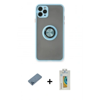 MARSİLYAN™- iPhone 11 Pro Max Kılıf Yörünge Çizgi - Siyah Polymer Nano Ekran Koruyucu + Shine Kamera Lens Koruma Cam - MI