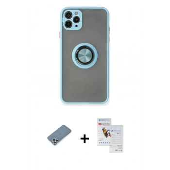 MARSİLYAN™- iPhone 11 Pro Max Kılıf Yörünge Çizgi - Siyah Seramik Nano Ekran Koruyucu + Metal Kamera Lens Koruma Cam - GS