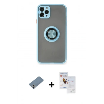 MARSİLYAN™- iPhone 11 Pro Max Kılıf Yörünge Çizgi - Siyah Seramik Nano Ekran Koruyucu + Shine Kamera Lens Koruma Cam - GS