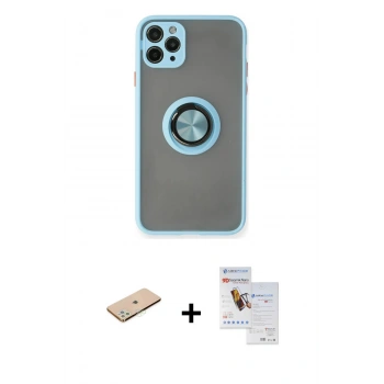 MARSİLYAN™- iPhone 11 Pro Max Kılıf Yörünge Çizgi - Siyah Seramik Nano Ekran Koruyucu + Renkli Kamera Lens Koruma Cam - YL