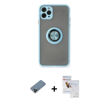 MARSİLYAN™- iPhone 11 Pro Max Kılıf Yörünge Çizgi - Siyah Seramik Nano Ekran Koruyucu + Metal Kamera Lens Koruma Cam - SH