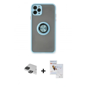MARSİLYAN™- iPhone 11 Pro Max Kılıf Yörünge Çizgi - Siyah Seramik Nano Ekran Koruyucu + Pers Alüminyum Kamera Lens - SH