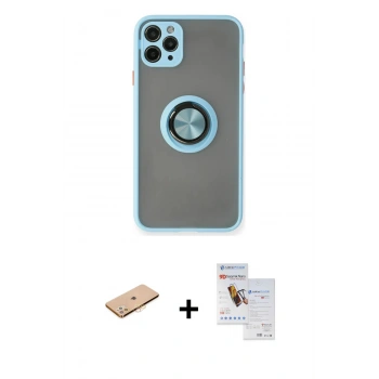 MARSİLYAN™- iPhone 11 Pro Max Kılıf Yörünge Çizgi - Siyah Seramik Nano Ekran Koruyucu + Renkli Kamera Lens Koruma Cam - TU