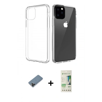 MARSİLYAN™- iPhone 11 Pro Max Kılıf Zirve Doku - Siyah 20D Premium Cam Ekran Koruyucu + Metal Kamera Lens Koruma Cam - SH