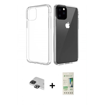 MARSİLYAN™- iPhone 11 Pro Max Kılıf Zirve Doku - Siyah 20D Premium Cam Ekran Koruyucu + Pers Alüminyum Kamera Lens - SH