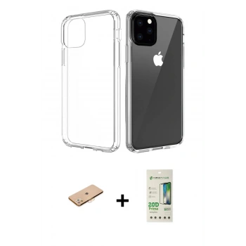 MARSİLYAN™- iPhone 11 Pro Max Kılıf Zirve Doku - Siyah 20D Premium Cam Ekran Koruyucu + Renkli Kamera Lens Koruma Cam - TU
