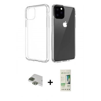 MARSİLYAN™- iPhone 11 Pro Max Kılıf Zirve Doku - Siyah 20D Premium Cam Ekran Koruyucu + Pers Alüminyum Kamera Lens - YL