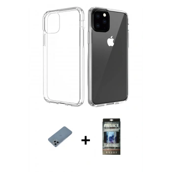 MARSİLYAN™- iPhone 11 Pro Max Kılıf Zirve Doku - Siyah 34D Hayalet Izgaralı Cam + Shine Kamera Lens Koruma Cam - SABE