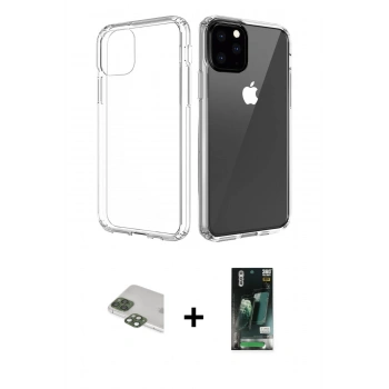 MARSİLYAN™- iPhone 11 Pro Max Kılıf Zirve Doku - Siyah 360 Mat Full Body Arka Koruyucu + Pers Alüminyum Kamera Lens - YL