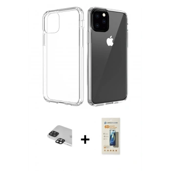 MARSİLYAN™- iPhone 11 Pro Max Kılıf Zirve Doku - Siyah 6D Mat Seramik Hayalet Nano Ekran Koruyucu + Pers Alüminyum Kamera Lens - SH
