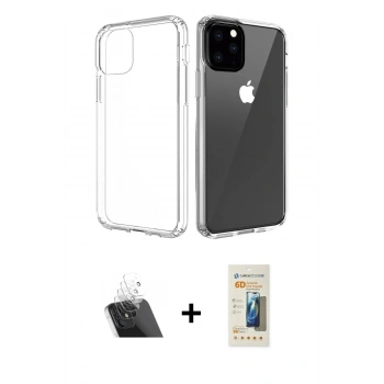 MARSİLYAN™- iPhone 11 Pro Max Kılıf Zirve Doku - Siyah 6D Mat Seramik Hayalet Nano Ekran Koruyucu + Kamera Lens Koruma Cam - SF