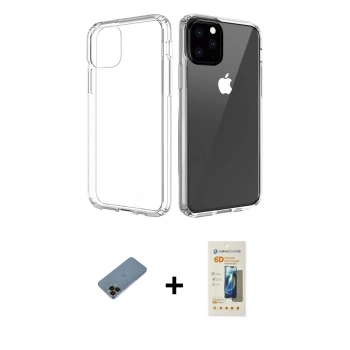 MARSİLYAN™- iPhone 11 Pro Max Kılıf Zirve Doku - Siyah 6D Mat Seramik Hayalet Nano Ekran Koruyucu + Shine Kamera Lens Koruma Cam - SH