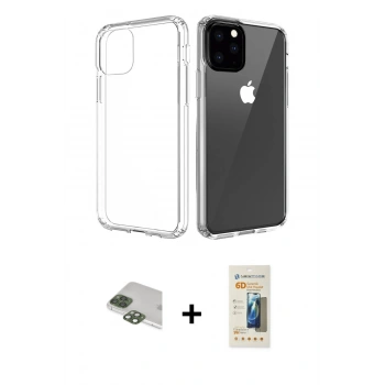 MARSİLYAN™- iPhone 11 Pro Max Kılıf Zirve Doku - Siyah 6D Mat Seramik Hayalet Nano Ekran Koruyucu + Pers Alüminyum Kamera Lens - YL