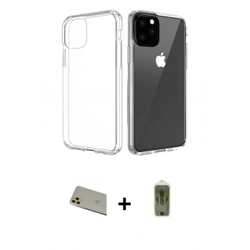 MARSİLYAN™- iPhone 11 Pro Max Kılıf Zirve Doku - Siyah Joko Magic 5D Hayalet Cam + Rainbow Kamera Lens Koruma Cam - GD