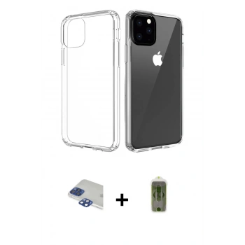 MARSİLYAN™- iPhone 11 Pro Max Kılıf Zirve Doku - Siyah Joko Magic 5D Hayalet Cam + Pers Alüminyum Kamera Lens - LT