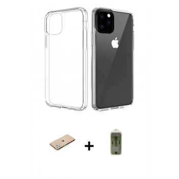 MARSİLYAN™- iPhone 11 Pro Max Kılıf Zirve Doku - Siyah Joko Magic 5D Hayalet Cam + Renkli Kamera Lens Koruma Cam - YL