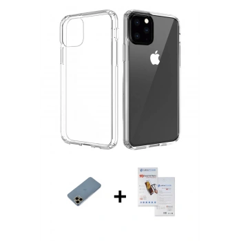 MARSİLYAN™- iPhone 11 Pro Max Kılıf Zirve Doku - Siyah Seramik Nano Ekran Koruyucu + Shine Kamera Lens Koruma Cam - GD