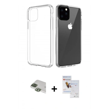 MARSİLYAN™- iPhone 11 Pro Max Kılıf Zirve Doku - Siyah Seramik Nano Ekran Koruyucu + Pers Alüminyum Kamera Lens - YL