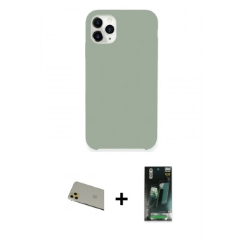 MARSİLYAN™- iPhone 11 Pro Max Kılıf Zirve Modern Özel Seri - Şeffaf 360 Full Body Arka Koruyucu + Rainbow Kamera Lens Koruma Cam - GD