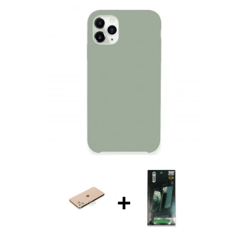 MARSİLYAN™- iPhone 11 Pro Max Kılıf Zirve Modern Özel Seri - Şeffaf 360 Full Body Arka Koruyucu + Renkli Kamera Lens Koruma Cam - MI