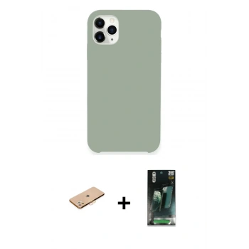 MARSİLYAN™- iPhone 11 Pro Max Kılıf Zirve Modern Özel Seri - Şeffaf 360 Full Body Arka Koruyucu + Renkli Kamera Lens Koruma Cam - TU