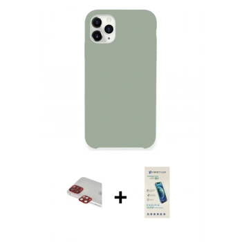 MARSİLYAN™- iPhone 11 Pro Max Kılıf Zirve Modern Özel Seri - Şeffaf Pasifik Cam Ekran Koruyucu + Pers Alüminyum Kamera Lens - KI
