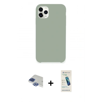 MARSİLYAN™- iPhone 11 Pro Max Kılıf Zirve Modern Özel Seri - Şeffaf Pasifik Cam Ekran Koruyucu + Pers Alüminyum Kamera Lens - LT