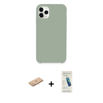 MARSİLYAN™- iPhone 11 Pro Max Kılıf Zirve Modern Özel Seri - Şeffaf Pasifik Cam Ekran Koruyucu + Renkli Kamera Lens Koruma Cam - PE