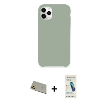 MARSİLYAN™- iPhone 11 Pro Max Kılıf Zirve Modern Özel Seri - Şeffaf Pasifik Cam Ekran Koruyucu + Rainbow Kamera Lens Koruma Cam - GD
