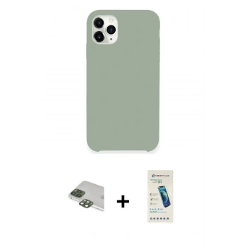MARSİLYAN™- iPhone 11 Pro Max Kılıf Zirve Modern Özel Seri - Şeffaf Pasifik Cam Ekran Koruyucu + Pers Alüminyum Kamera Lens - YL