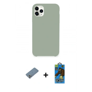 MARSİLYAN™- iPhone 11 Pro Max Kılıf Zirve Modern Özel Seri - Siyah 18D Cam Ekran Koruyucu + Shine Kamera Lens Koruma Cam - GS