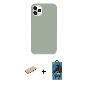 MARSİLYAN™- iPhone 11 Pro Max Kılıf Zirve Modern Özel Seri - Siyah 18D Cam Ekran Koruyucu + Renkli Kamera Lens Koruma Cam - PE