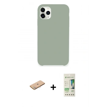 MARSİLYAN™- iPhone 11 Pro Max Kılıf Zirve Modern Özel Seri - Siyah 20D Premium Cam Ekran Koruyucu + Renkli Kamera Lens Koruma Cam - PE
