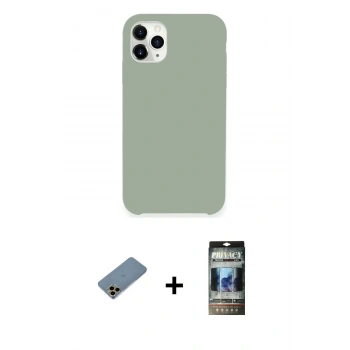 MARSİLYAN™- iPhone 11 Pro Max Kılıf Zirve Modern Özel Seri - Siyah 34D Hayalet Izgaralı Cam + Shine Kamera Lens Koruma Cam - GD
