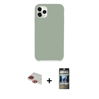 MARSİLYAN™- iPhone 11 Pro Max Kılıf Zirve Modern Özel Seri - Siyah 34D Hayalet Izgaralı Cam + Pers Alüminyum Kamera Lens - KI