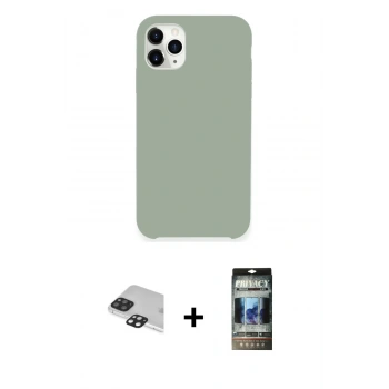 MARSİLYAN™- iPhone 11 Pro Max Kılıf Zirve Modern Özel Seri - Siyah 34D Hayalet Izgaralı Cam + Pers Alüminyum Kamera Lens - SH