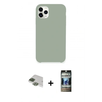MARSİLYAN™- iPhone 11 Pro Max Kılıf Zirve Modern Özel Seri - Siyah 34D Hayalet Izgaralı Cam + Pers Alüminyum Kamera Lens - YL