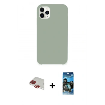 MARSİLYAN™- iPhone 11 Pro Max Kılıf Zirve Modern Özel Seri - Siyah 34D Izgaralı Cam + Pers Alüminyum Kamera Lens - KI