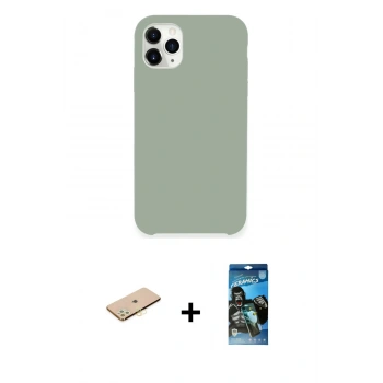 MARSİLYAN™- iPhone 11 Pro Max Kılıf Zirve Modern Özel Seri - Siyah 34D Izgaralı Cam + Renkli Kamera Lens Koruma Cam - SI