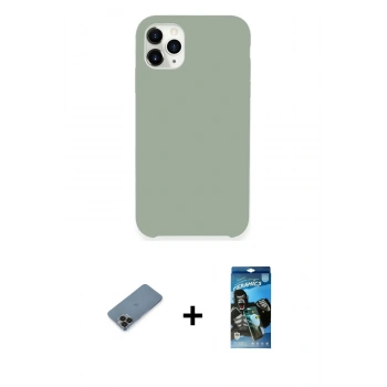 MARSİLYAN™- iPhone 11 Pro Max Kılıf Zirve Modern Özel Seri - Siyah 34D Izgaralı Cam + Metal Kamera Lens Koruma Cam - SH
