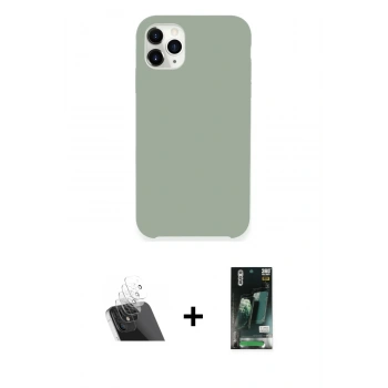 MARSİLYAN™- iPhone 11 Pro Max Kılıf Zirve Modern Özel Seri - Siyah 360 Mat Full Body Arka Koruyucu + Kamera Lens Koruma Cam - SF