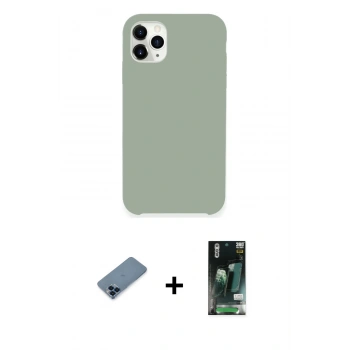MARSİLYAN™- iPhone 11 Pro Max Kılıf Zirve Modern Özel Seri - Siyah 360 Mat Full Body Arka Koruyucu + Metal Kamera Lens Koruma Cam - MI