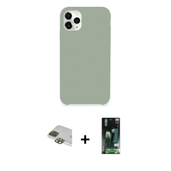 MARSİLYAN™- iPhone 11 Pro Max Kılıf Zirve Modern Özel Seri - Siyah 360 Mat Full Body Arka Koruyucu + Pers Alüminyum Kamera Lens - YL