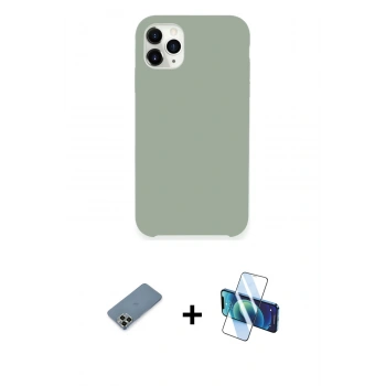 MARSİLYAN™- iPhone 11 Pro Max Kılıf Zirve Modern Özel Seri - Siyah 3D Antistatik Cam Ekran Koruyucu + Metal Kamera Lens Koruma Cam - AKYL