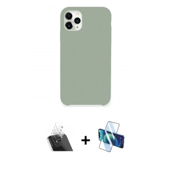 MARSİLYAN™- iPhone 11 Pro Max Kılıf Zirve Modern Özel Seri - Siyah 3D Antistatik Cam Ekran Koruyucu + Kamera Lens Koruma Cam - SF