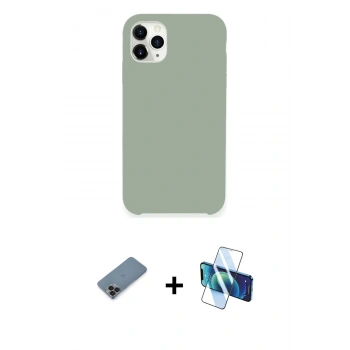 MARSİLYAN™- iPhone 11 Pro Max Kılıf Zirve Modern Özel Seri - Siyah 3D Antistatik Cam Ekran Koruyucu + Metal Kamera Lens Koruma Cam - SH